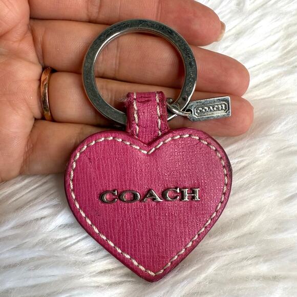 1.5" y2k COACH Pink Heart Bag Charm Key Fob - Picture 1 of 5